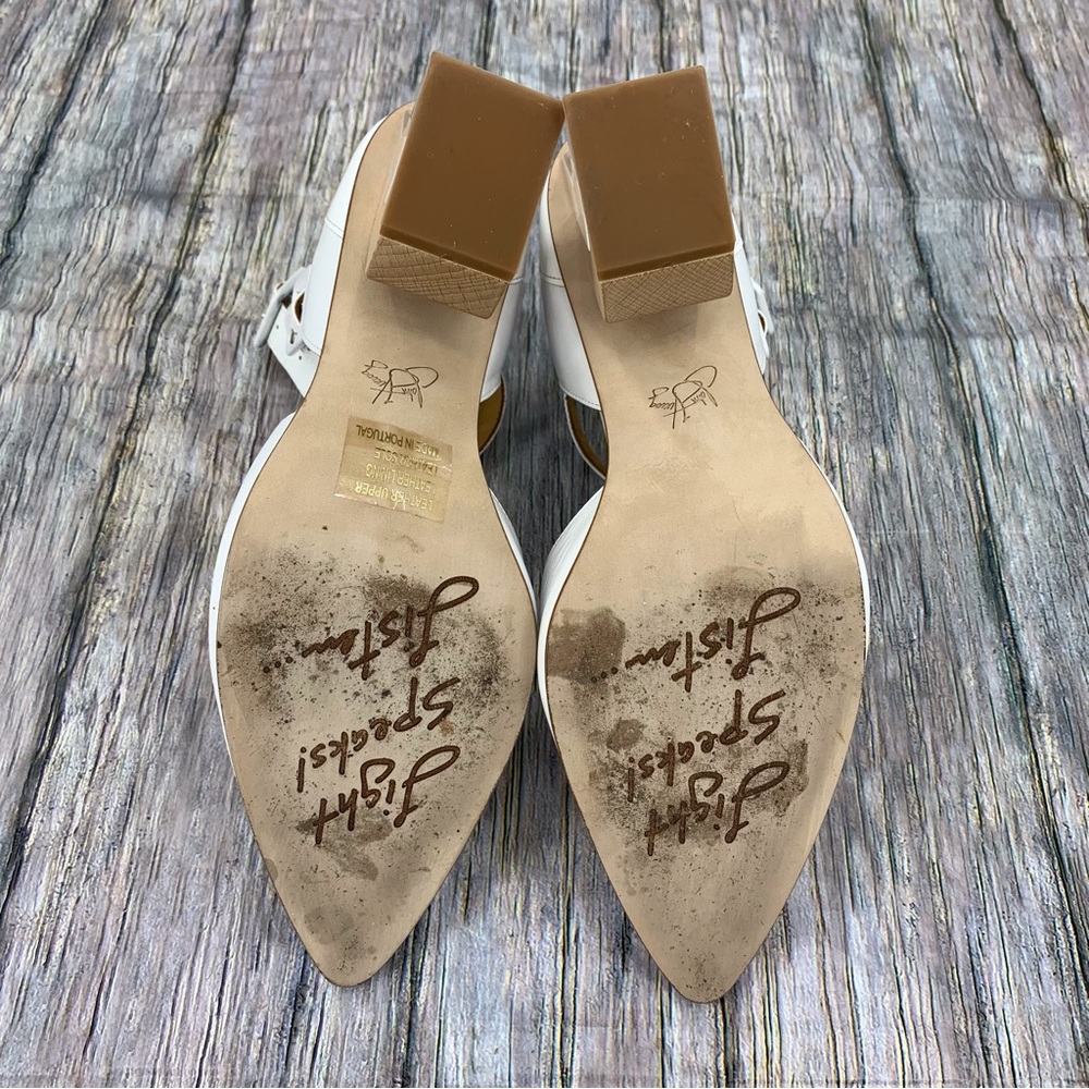 John Fluevog Modern Living Slant White Ankle Strap Heels, 9.5 - Picture 11 of 16